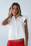Henry Embroidered Blouse in Off White