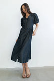 Conley Pinstripe Midi Dress in Black