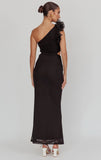 LIZBETH ONE SHOULDER MESH MAXI DRESS BLACK