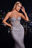 Maddox Gown Silver STRAPLESS GLITTER EMBELLISHED GOWN