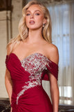 Gadot Gown Off the Shoulder Crystal Satin Dress