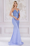 Novalee Gown Periwinkle Hot Stone Dress With Lace Up Back