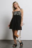 Abstract Embroidered Mini Dress in Black FINAL SALE
