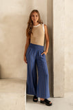 Emery Striped Wide Leg Pants in Indigo FINAL SALE