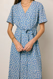 Malik Floral Midi Dress in Blue FINAL SALE