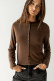 Maddy Button Up Cardigan in Brown FINAL SALE