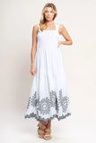WHISPERS OF SUMMER BLACK WHITE MIDI DRESS
