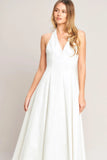 SERENE MOMENT WHITE HALTER MIDI DRESS