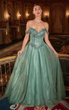 NOELLE GOWN A LINE GLITTER TULLE DRESS
