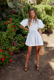 Odette Ric Rac Mini Dress in Blue FINAL SALE