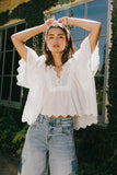 Faye Embroidered Blouse in White FINAL SALE
