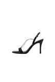 Square Toe Stiletto Black High Heels with Beading
