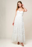WISHING WELL STRAPLESS WHITE LACE MAXI DRESS