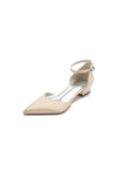 Satin Pointed Toe Ankle Strap Kitten Heels