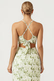 Green Flower A Line Ruched Spaghetti Straps Long Bridesmaid Dress