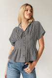 Alec Striped Blouse in Grey FINAL SALE