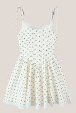 White Polka Dot Cotton A Line Mini Dress