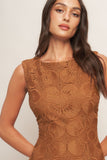 AUTUMN BLOOM LACE MINI DRESS BROWN