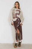 Varsity Distressed Top in Sand FINAL SALE