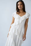 Quinton Ruffle Maxi Dress in Cream