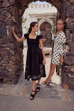 Lane Embroidered Midi Dress in Black FINAL SALE