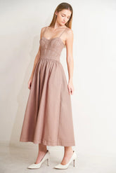 UNDERSTATED GLAM BUSTIER MIDI DRESS