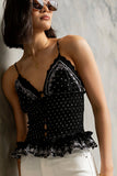 Keira Smocked Tank Top in Black