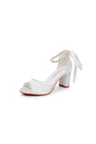 Peep Toe Chunky Heel Sandals with Buckle Straps