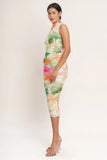 COLORFUL CONFIDENCE POWER MESH MIDI DRESS