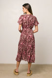 Mary Anne Floral Midi Dress in Brown FINAL SALE