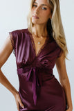 Riley Lace Trim Maxi Dress in Burgundy FINAL SALE