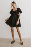 Elodie Floral Babydoll Dress in Black FINAL SALE