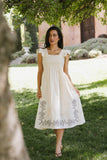 Lane Embroidered Midi Dress in Cream