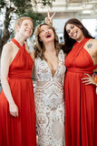 A Line Red Infinity Long Bridesmaid Dress