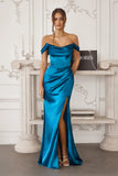 Kieran Gown Stretch Satin Fitted Dress