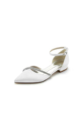 Pointed Toe Beaded Ankle Strap Kitten Heels