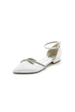 Pointed Toe Beaded Ankle Strap Kitten Heels