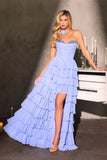 Norah Gown High Low Layered Chiffon Ball Gown With Choker