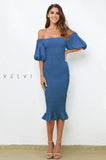 Skyla Shirred Midi Dress Navy