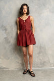 Wren Sleeveless Romper in Brick
