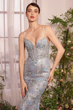 A1393 METALLIC FLORAL MERMAID GOWN Andrea Leo