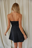Maeve Strapless Twist Front Jacquard Babydoll Mini Dress