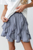 Cole Ruffle Mini Skirt in Light Blue