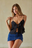 Dina Tiered Ruffle Tie Tank Top