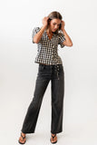 Callie Gingham Blouse in Black