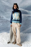 Malinda Mixed Media Baggy Pants in Cream