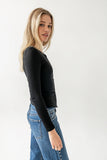 Mia Button Up Top in Black FINAL SALE