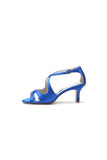 Royal Blue Satin Cross Strap Pump with Ankle Strap