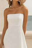 Simple White Strapless A Line High Low Holiday Party Dress