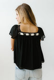 Gianna Lace Trim Blouse in Black